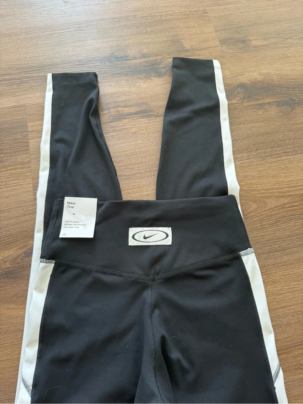 Nike Black Leggings with White Accent Panels